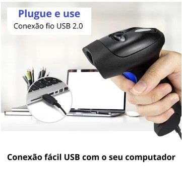 Leitor Goldensky GS-J31Qr Code Código De Barras Com Fio Usb 1d2d Laser Danfe Cor Preto